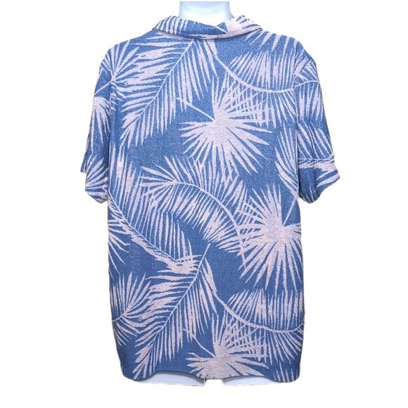 Marine Layer Terry Cloth Shirt Mens L Blue Palm Button Up Short Sleeve NEW NWT - Picture 2 of 13